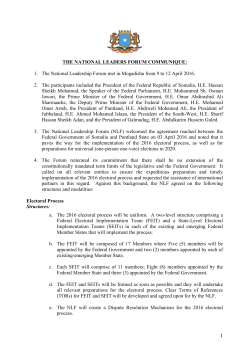 THE NATIONAL LEADERS FORUM COMMUNIQUE