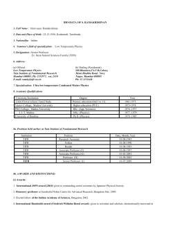 BIO-DATA OF S. RAMAKRISHNAN 1. Full Name