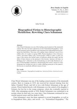 Biographical Fiction to Historiographic Metafiction: Rewriting Clara