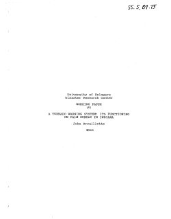 University of Delaware Disaster Research Center WORKING