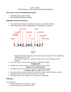 Unit 1 Lesson 1 Whole Numbers - i