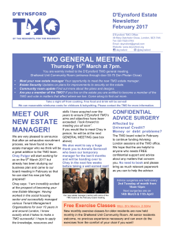 MEET OUR NEW ESTATE MANAGER! TMO GENERAL MEETING.