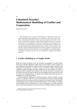 Calculated Security? Mathematical Modelling of Conflict and