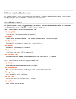 SQL admin toolset Help