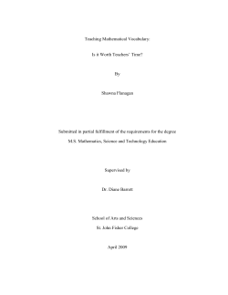 Teaching Mathematical Vocabulary: Is it Worth Teachers‟ Time? By