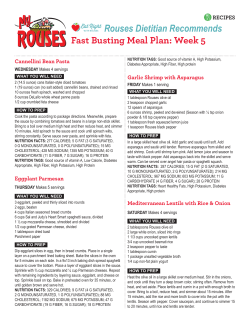 Rouses Dietitian Recommends Fast Busting Meal Plan: Week 5