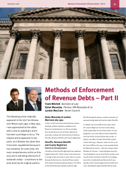 Methods of Enforcement of Revenue Debts – Part II