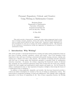 Personal, Expository, Critical, and Creative: Using Writing in