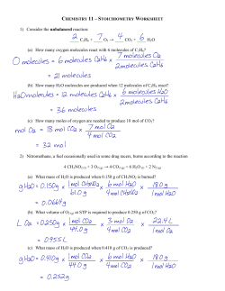 Stoichiometry Worksheet (Solutions)