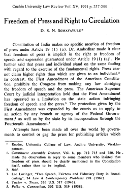 Freedom of Press and Right to Circulation