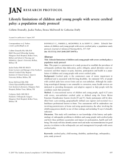 Lifestyle limitations of children and young people with severe