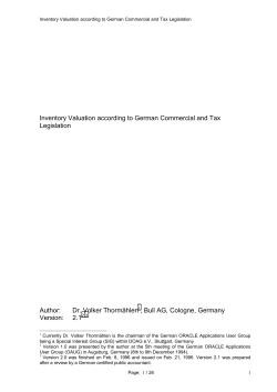 Inventory Valuation according to German Commercial and Tax