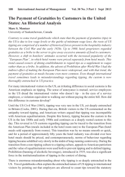 The Payment of Gratuities by Customers in the United States: An