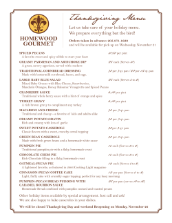 hanksgiving Menu - Homewood Gourmet