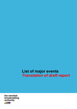 List of major events Translation of draft report