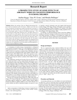 A Prospective Study of Some Effects of Aircraft Noise on Cognitive