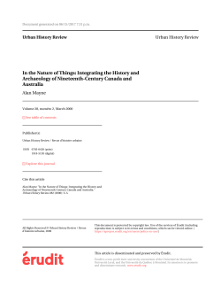 In the Nature of Things: Integrating the History and Archaeology of
