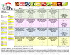 Colin Powell Lunch Menu 2016 - 2017