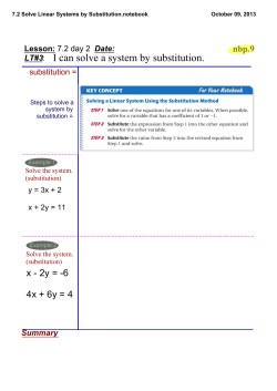 7.2 Solve Linear Systems by Substitution.notebook