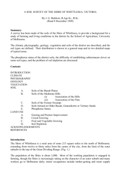 A SOIL SURVEY OF THE SHIRE OF WHITTLESEA, VICTORIA