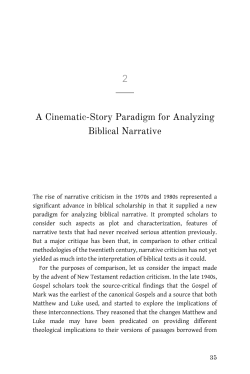 Insights from Filmmaking for Analyzing Biblical Narrative
