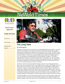 NeWold Times 2-3 Aug 2015 - 3rd Millennium Genetics LLC