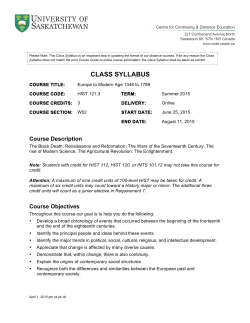 HIST 121.3 - University of Saskatchewan