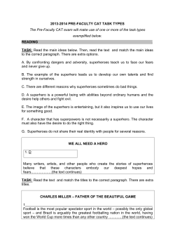 2013-2014 PRE-FACULTY CAT TASK TYPES The Pre