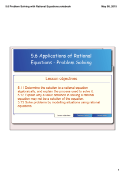 5.6 Problem Solving with Rational Equations.notebook