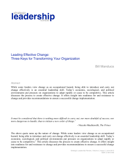 Leading Effective Change: Three Keys for Transforming Your