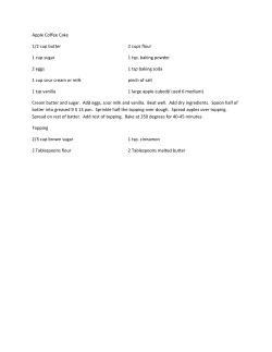 Apple Coffee Cake 1/2 cup butter 2 cups flour 1 cup sugar 1 tsp