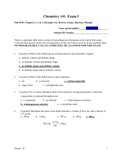 Chemistry 1056 Exam I