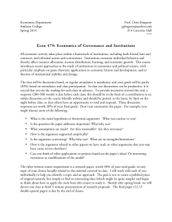 Econ 479: New Institutional Economics