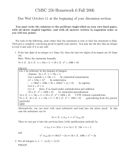 CMSC 250 Homework 6 Fall 2006 Due Wed October 11 at the