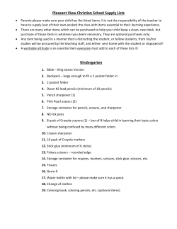 Supply Lists for All Grades - Pleasant View Christian School
