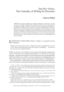 Sum Res Volans: The Centrality of Willing for Descartes