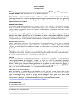 Static Electricity Physical Science Name