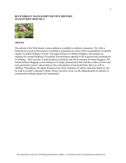 Bluethroat Manuscript Round 1 - Journal of Consumer Research