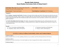 Roselle Public Schools Social Studies Curriculum Units of Study