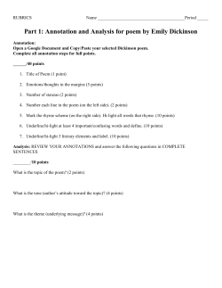 Part 1: Annotation and Analysis for poem by Emily Dickinson