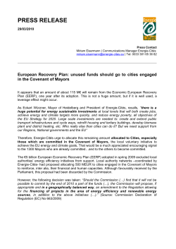 Press Release, 29.03.2010 - European Recovery Plan: unused