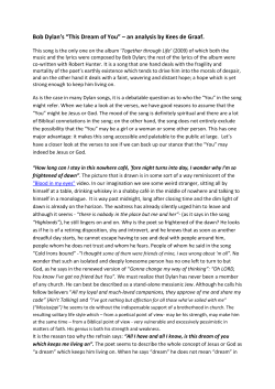 Bob Dylan`s “This Dream of You” – an analysis by Kees de Graaf.