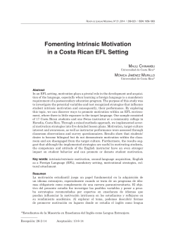 Fomenting Intrinsic Motivation in a Costa Rican EFL Setting