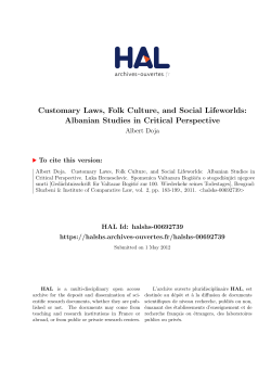 Customary Laws, Folk Culture, and Social Lifeworlds - Hal-SHS
