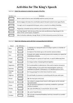Activities for The King`s Speech