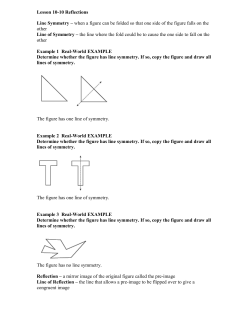 Lesson 10-10 Reflections Line Symmetry Line of Symmetry