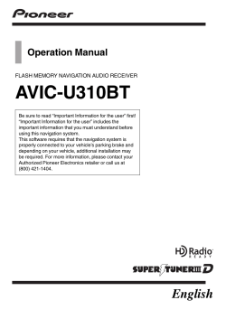 Pioneer AVIC U310BT Operation Manual