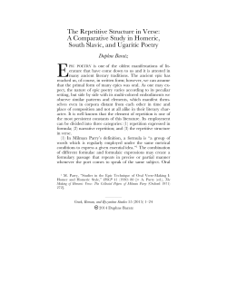 The Repetitive Structure in Verse: A Comparative Study in Homeric