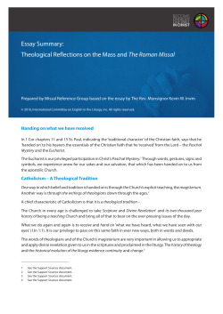 Essay Summary: Theological Reflections on the Mass and The