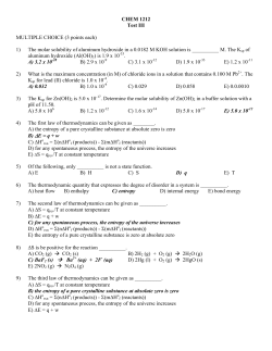 CHEM 1212 Test III MULTIPLE CHOICE (3 points each) 1) The